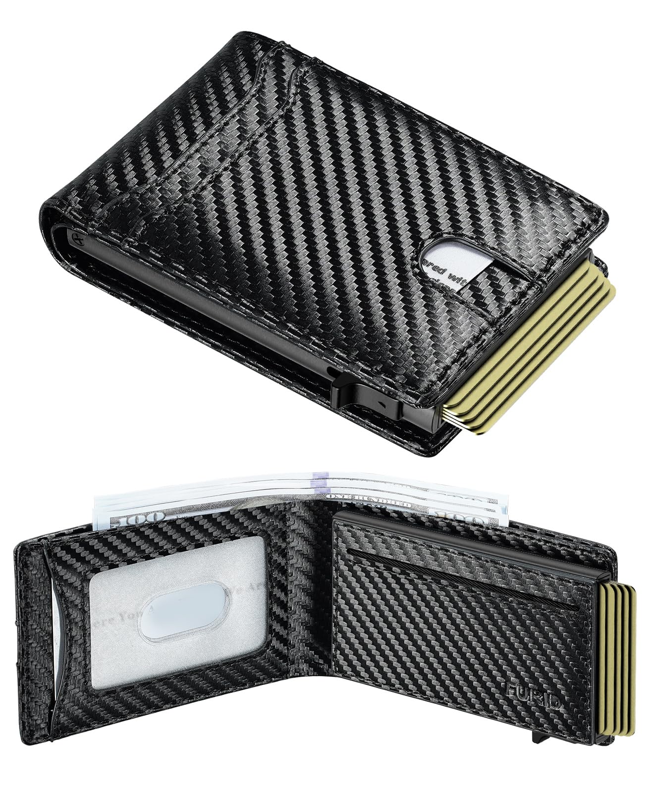 Photo 1 of furid Card Wallet For Men Slim: Smart Wallet - Rfid Minimalist Front Pocket with ID Window Pop Up Wallet Gift For Male