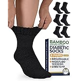 Pembrook Bamboo Viscose Diabetic Socks for Women & Men - 6 Pairs Ankle Socks for Swollen Feet | Neuropathy Socks
