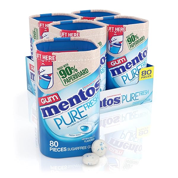 MENTOS PURE FRESH SUGAR-FREE CHEWING GUM WITH XYLITOL,...