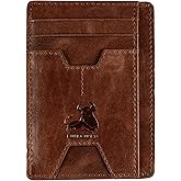 BULL GUARD Mens RFID Blocking Leather Slim Card Case Wallet with Easy Access ID windows, Cash & Card Slots, Crafted with Premium Top Grain Leather Ideal for Travel or Everyday Use (Forest Brown)