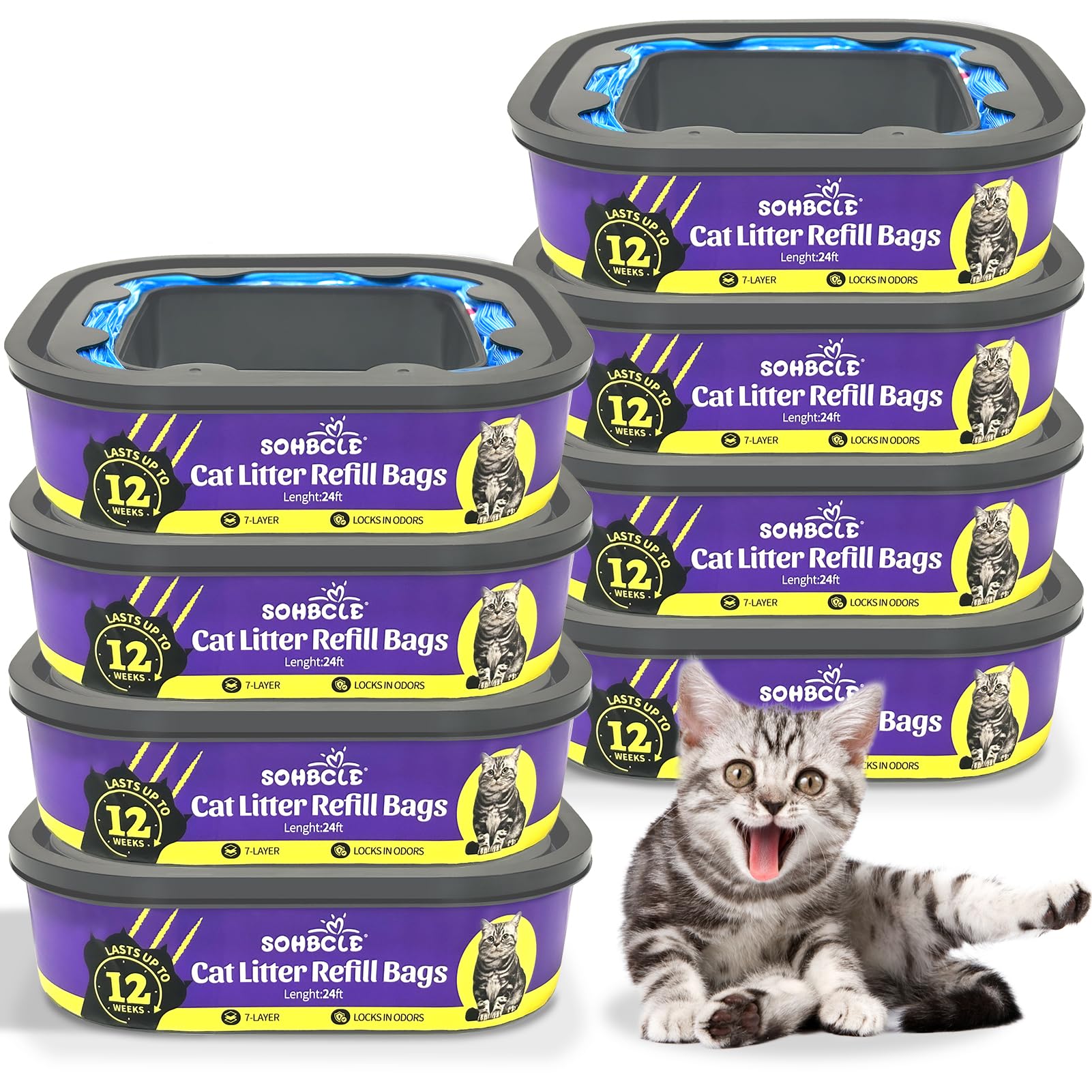 Photo 1 of Sohbcle Cat ter Refill Bags|8-Pack Cartridges Compatible with Genie Cat Litter Refills Standard,Plus and Style Pail | Superior Odor Control (NOT Compatible with XL)