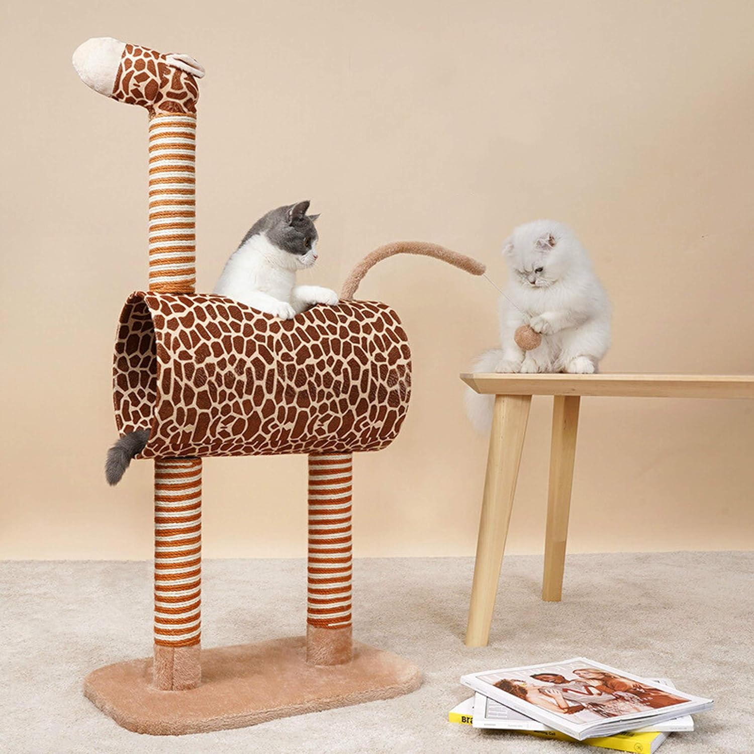 TOPKITCH Activity Cat Tree Condo with Scratching Posts &, Activity Tower Cat Play House Furniture (Giraffe) : Pet Supplies