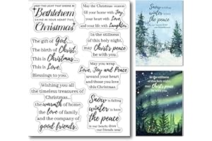 Arbuya Merry Christmas Verses Clear Stamps Christmas Sayings Silicone Stamps Christmas Sentiment Rubber Stamps for Christmas Cards Making DIY Scrapbooking Photo Album Decoration