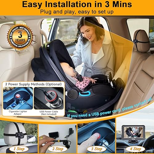 Baby Car Camera Backseat Easy: Setup Clear Pictures HD 1080P Day