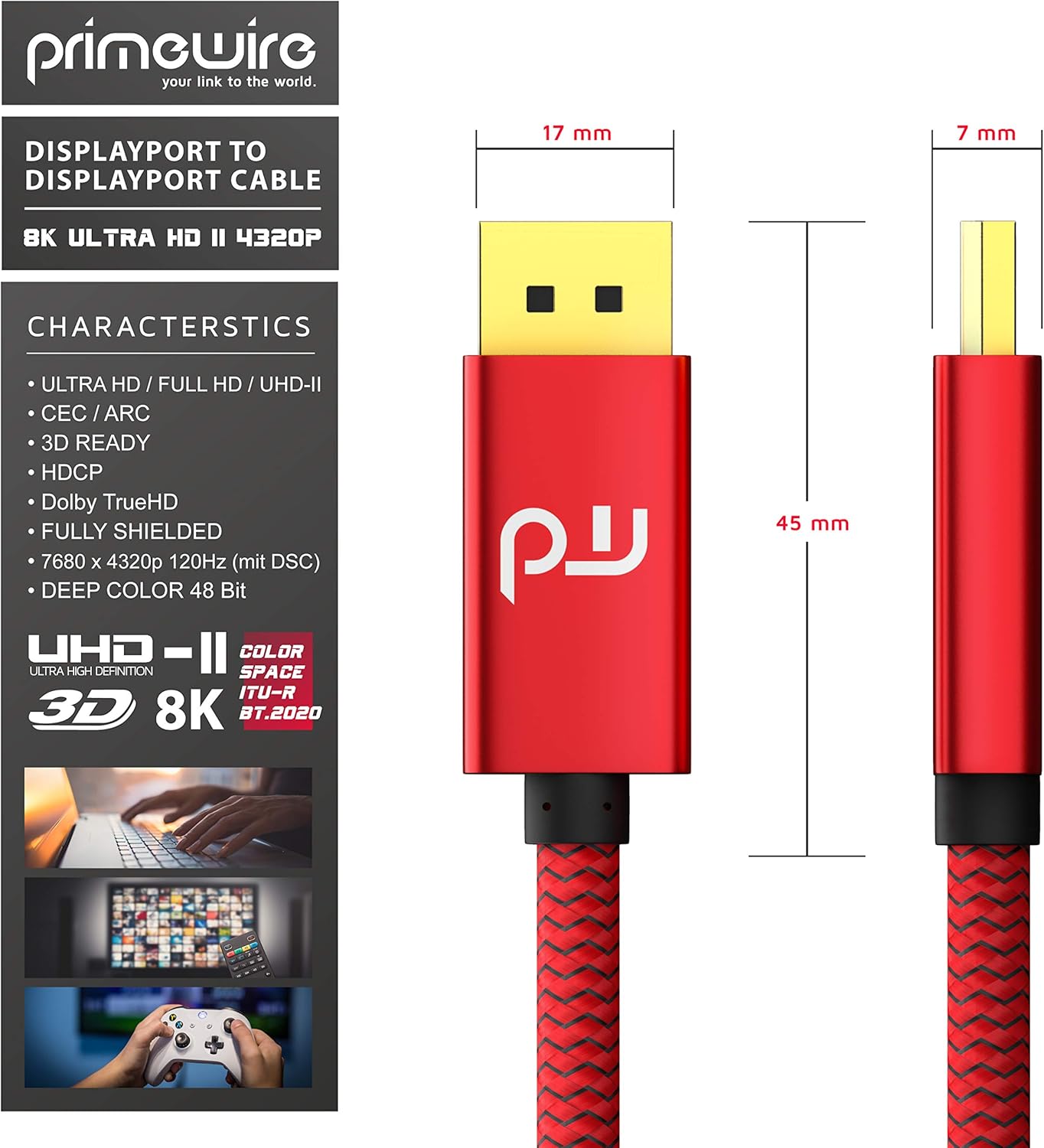 Primewire Premium DisplayPort to Display Port Cable 3m DP1.48K