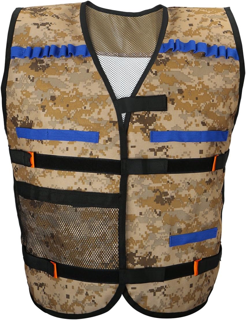 VFunix Elite Tactical Vest Kits, Adjustable Camouflage Vest for Elite Series Blasters, More Places to Carry Extra Foam Darts and Clips
