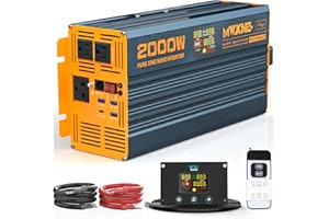 MWXNE 2000W Pure Sine Wave Power Inverter DC 12V to 110V 120V AC with 4 Quick Charging USB Ports& 3 AC Outlets Power Inverter