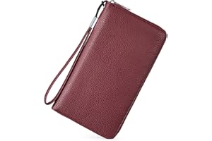 BROMEN Women Wallets Leather Wristlet Wallet Clutch Large Capacity Organizer Ladies Purse Fuchsia