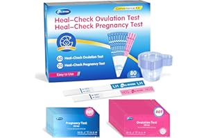HEAL-CHECK 60 Ovulation and 20 Pregnancy Tests Strips with 80 Urine Cups, Fertility for Women TTC, Easy to Use at Home, Over 99% Accuracy, Individually Wrapped, FSA HSA Eligible