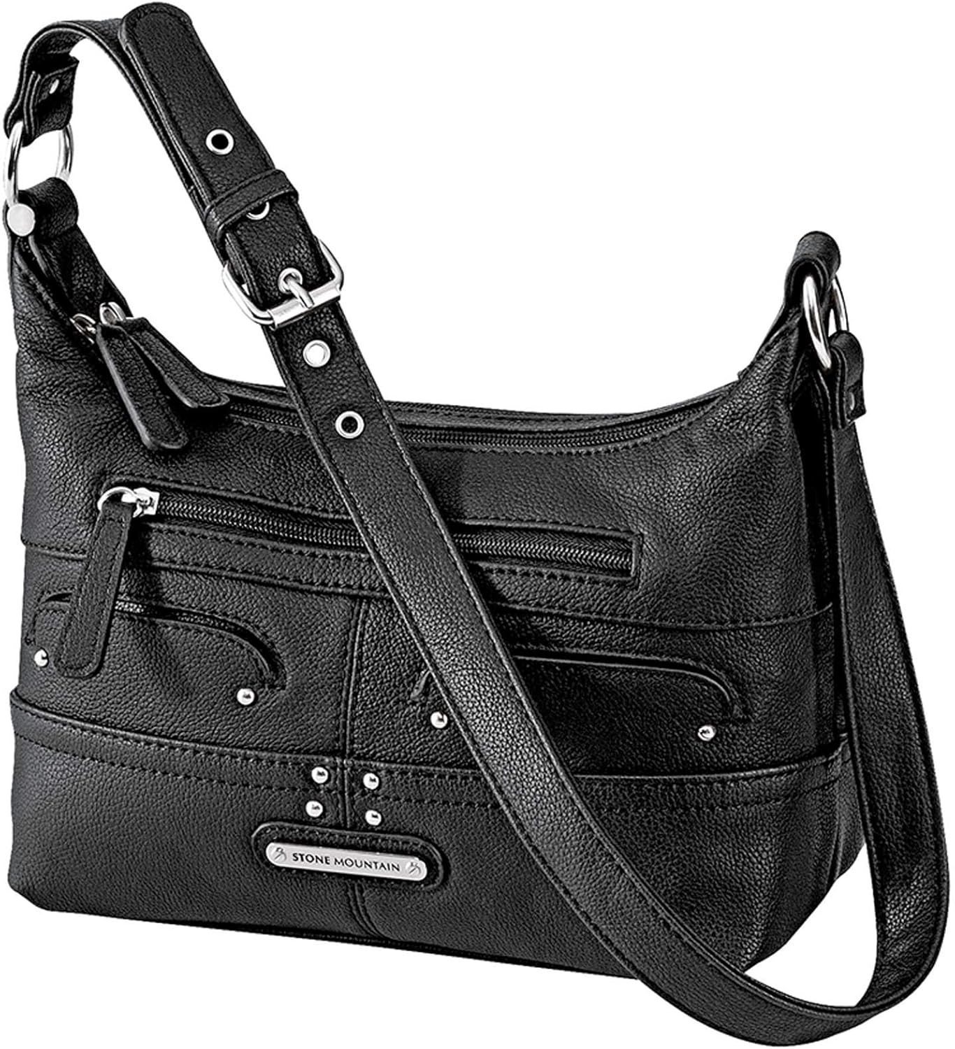 Stone Mountain Liberty Black Leather Hobo Handbag Travel