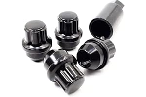 Set of 4 Veritek 14x1.5mm 1.7 Inch 44.5mm Length 22mm Hex Black Large Acorn Conical Seat Wheel Locks for Ford F-150 Expeditio