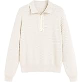 ZAFUL Womens Sweaters Quarter Zip Pullover V Neck Collar Long Sleeve Knit Sweater