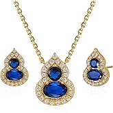 WEARON Gold Jewelry Set for Women, Dainty 14K Gold Plated Gourd Pendant Necklaces and Earring Set - Birthday Gifts for Women