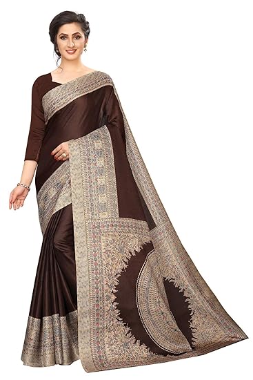 Hasti Womens Khadi Silk Saree With Blouse Piece(Coffee)