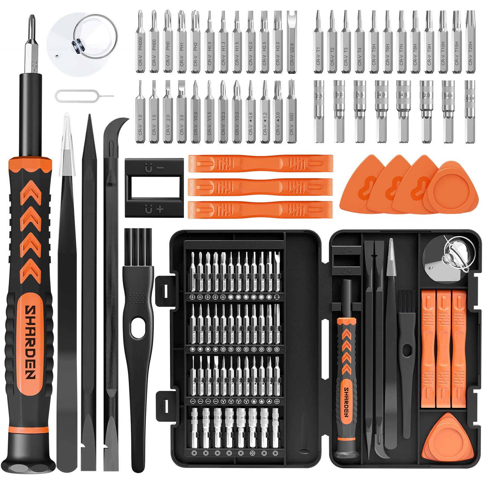Photo 1 of SHARDEN 58 in 1 Small Precision Screwdriver Set Magnetic Mini Screwdriver Set with Case Professional Electronic Tools Kit for iPhone, MacBook, Computer, Laptop, PC, RC, PS4, Xbox, Eyeglasses, Watch