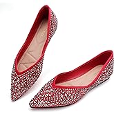 Flats Shoes Women Rhinestone Pointed Head Ballet Flats Comfortable Soft Memory Foam Insole Flat Shoes for Women Comfortable Dress Shoes