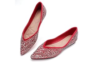 LIYUHANJIALU Flats Shoes Women Rhinestone Pointed Head Ballet Flats Comfortable Soft Memory Foam Insole Flat Shoes for Women Comfortable Dress Shoes