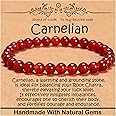 CHCCOYE 6mm Natural Healing Gemstone Bracelet Handmade Yoga Stretch Elastic Bracelet Stress Relief Crystal Jewelry for Men and Women (6mm, Carnelian)