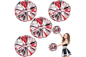 4Pcs Upgraded 12inch Metallic Cheerleading Pom Poms, HOLENGS Cheerleader Pompoms Cheer Poms for Kids Adults, Cheering Squad Pompoms for School Sports Games Dance Party
