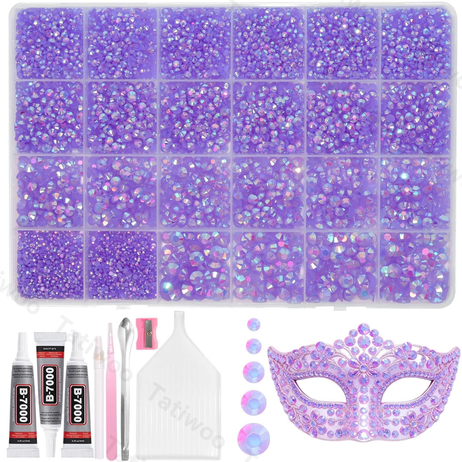 Photo 1 of 20000Pcs Light Purple AB Flatback Jelly Resin Rhinestones for Bedazzling, Mix Sizes 2-6mm Crystal Rhinestones Gems, Purple Gems Bedazzling for Crafting for DIY Face Makeup Crafts Tumblers