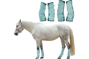 TARFEPA Adjustable Horse Fly Boots Set of 4, Equine Leg Protection Reduce Stomping, Breathable Mesh Fly Boots for Horses, Horse Leggings Leg Guards