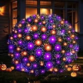 YGTCHNG LED Halloween Net Lights Outdoor, UL Certified, 144LED 6ftx6ft, Black Wire Connectable Waterproof Mesh Light for Party, Yard, Shrubs and Bushes Decorations (Orange and Purple)