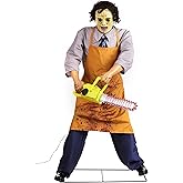 Gemmy 6 FT Leatherface Animatronic | Life Size Slasher Halloween Decoration with Motion, Sound Sensor and Chainsaw for Haunted House, Indoor Outdoor Display