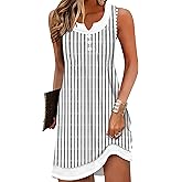 ETCYY Beach Dresses for Women 2026 Vacation Swimsuit Coverup School Teacher Summer Dress Button Down Sleeveless Boho Sundress