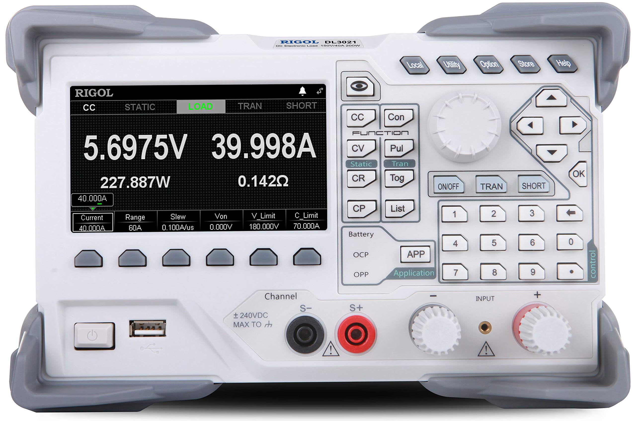 RIGOLDL3021 Programmable DC Load, 1 CH, DC150V/40A, 200W; Current Slew Rate: 0.001 A/μs to 5 A/μs; Readback resolution: 0.1mV,1mA, 3 years free warranty
