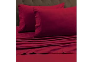 Tribeca Living Queen Luxury Solid Flannel Generous Size Flat Sheet, Deep Red