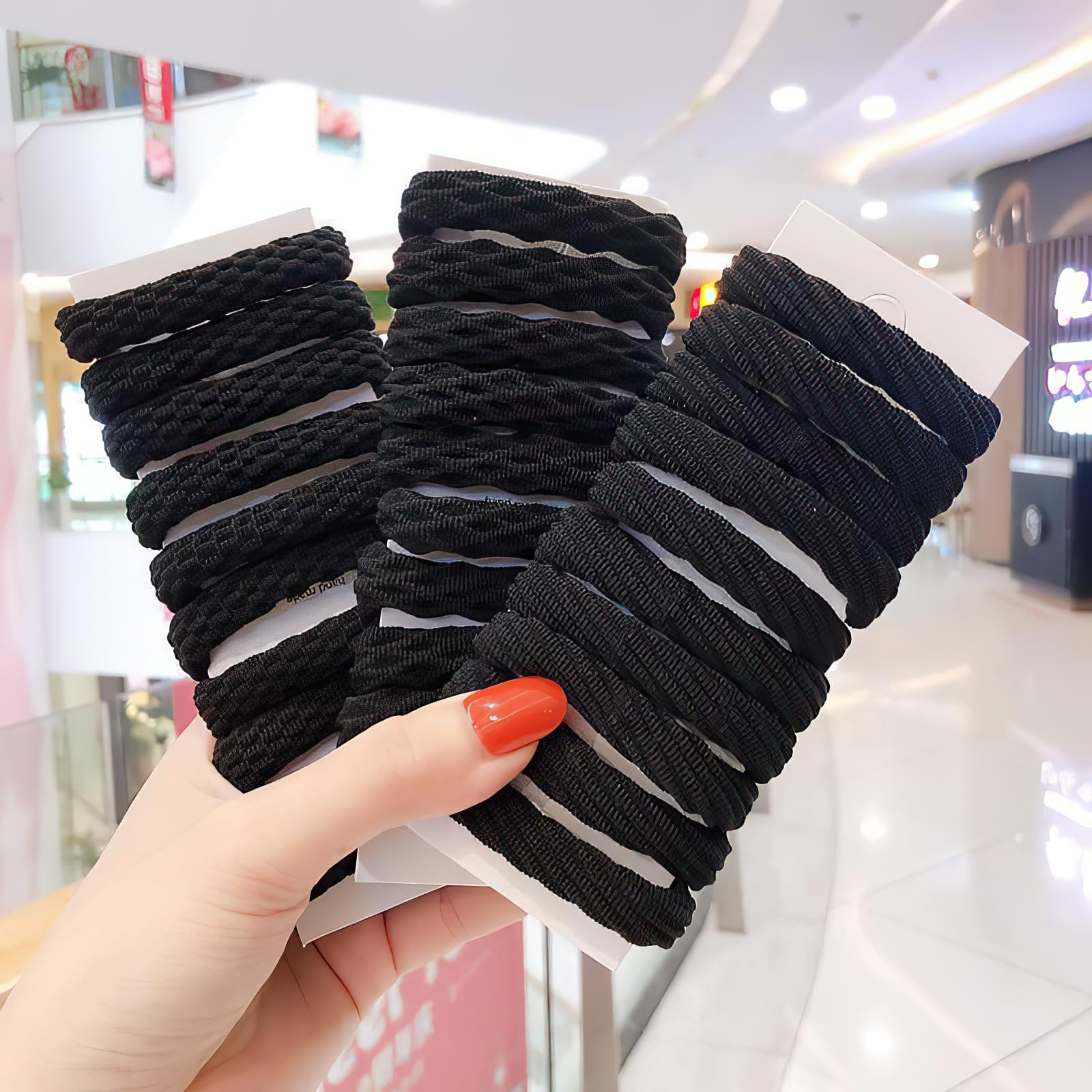 100Pcs Hair Bobbles for Women, 4cm Soft hair ties no damage,Seamless Hair Bands for Thick Curly Hair, Snag Free Strong Hair Ties no Damage for Girls, Hairbands Women, Ponytail Holders (Black)