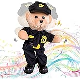 PowerPals Singing Dancing Police Teddy Bear Playing “Bad Boys What You Gonna Do” Song – Musical Interactive Stuffed Animal Plush Cop Toy for Birthday, Easter Gifts for Kids & Adults, 14 Inch