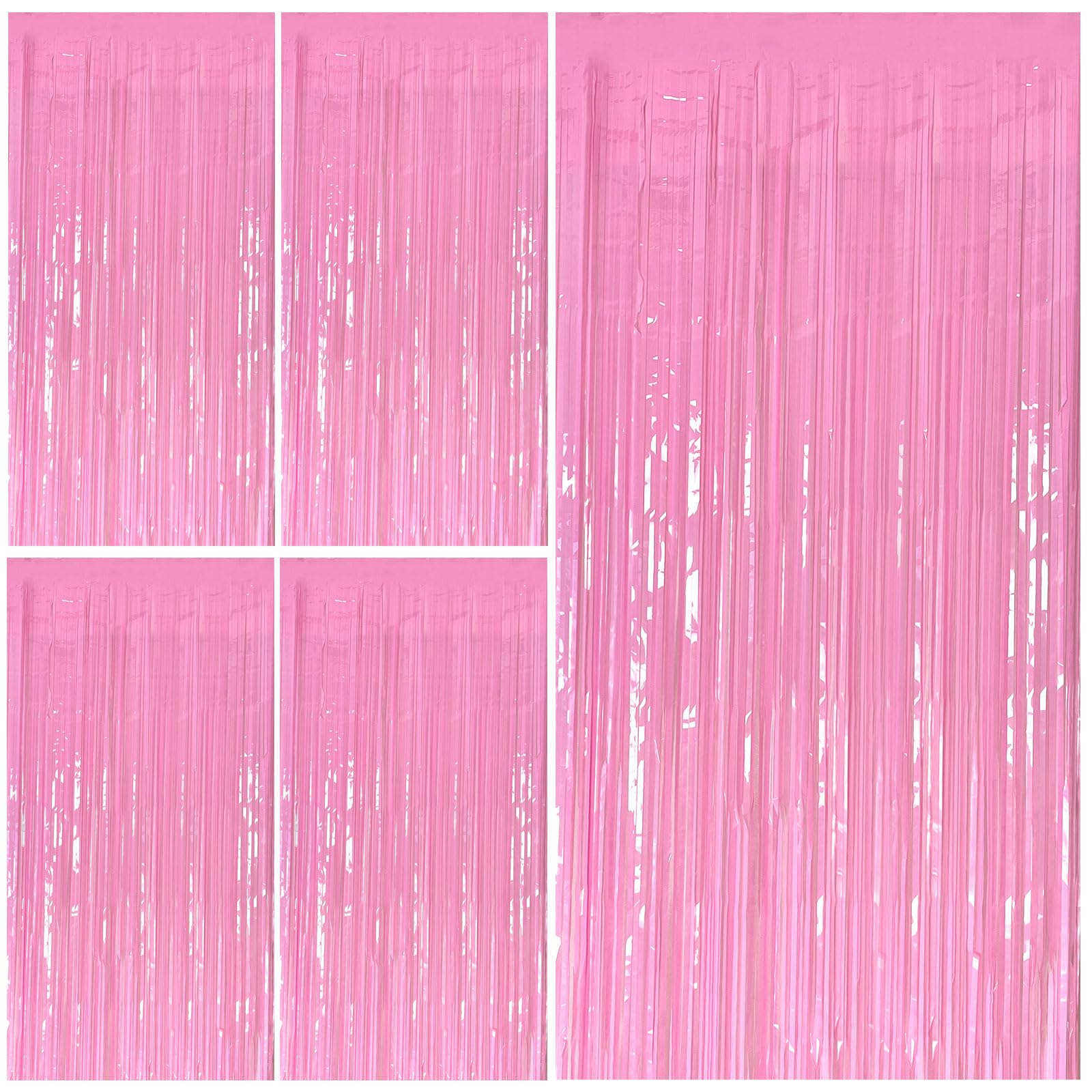 Photo 1 of Pink Party Streamers Foil Fringe Backdrop Curtains Tinsel Streamers Birthday Party Decorations Fringe Backdrop for Birthday Party Graduation Bridal Shower