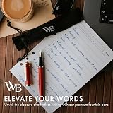 Wordsworth & Black Fountain Pen Set 18K Gold Nib Crimson Red Gift Pouch view 3