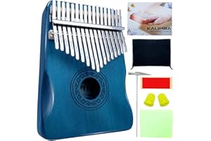 YEPVIE Kalimba Instrument, Professional 17 Key Kalimba Thumb Piano with Learning Tools, Unique Finger Piano Musical Instruments is Great Gift for Kids, Adults (Mahogany, Blue)
