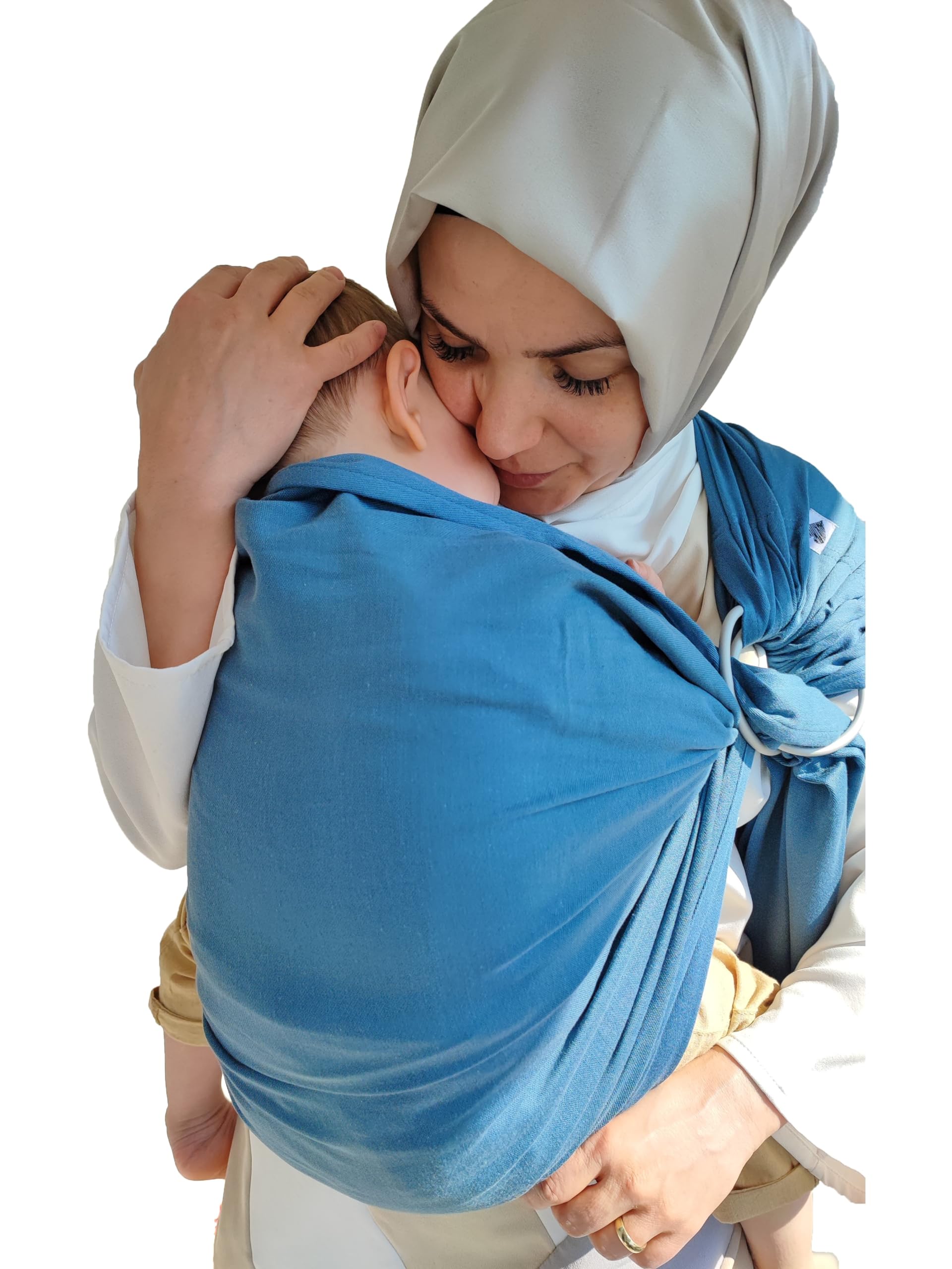 Shabany® - Ring Sling Sling - 100% Organic Cotton - Baby Belly Carrier for Newborns Toddlers up to 15 kg - Includes Baby Wrap Carrier Instructions - Blue (Brave)
