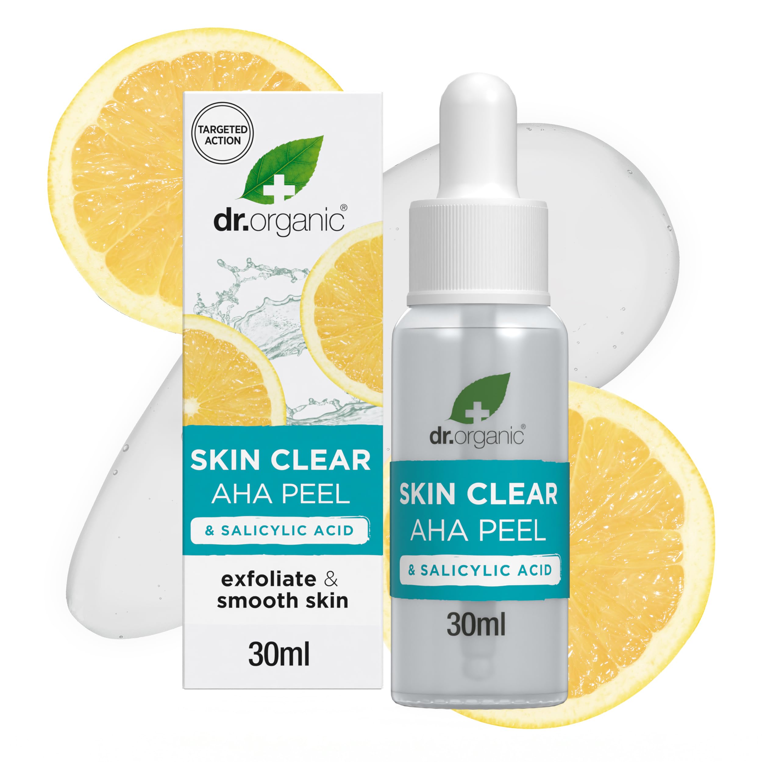 Dr Organic - Skin Clear AHA Peel with Fruit Acids - Women's & Men's Skincare - Oil & Blemish Control, Pore Reducing & Clearer Skin - Vegan, Cruelty, Paraben & SLS Free - 30ml - 1 Pack