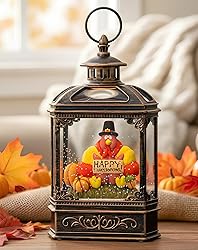 Fall Snow Globe Lantern - Thanksgiving Glittering