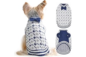 MengMengDa Dog Sweater for Small Dog Male Cold Weather Doggie Knitwear Sweater Pet Winter Knit Outfit Chihuahua Pocket Beagle Mini Dachshund Yorkie Schnauzer Clothes for Puppy Girls Boys (Blue, M)