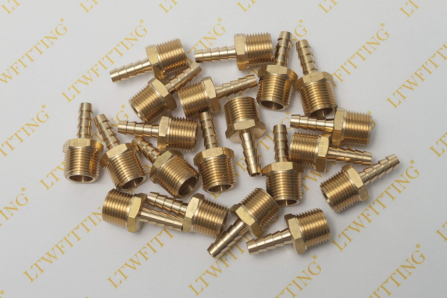 LTWFITTING Brass 3/8-Inch Male BSPT x 6mm Hose Barb Coupler Adapter Fitting for Vehicle Fuel System HVAC System (Pack of 25) - Image 3