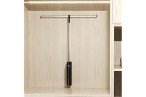 bimiti Pull Down Closet Rod Single Side 26 Inch Wardrobe Lift Wide Hanger Organizer One Arm Dormitory Clothes Bar Closet Floa