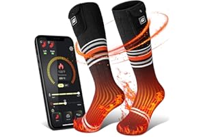 MATKAO Heated Socks for Women Men Rechargeable Washable, Battery Electric Heated Socks Foot Warmers with APP Control for Skiing Hunting Riding Camping Fishing Hiking Outdoor Work