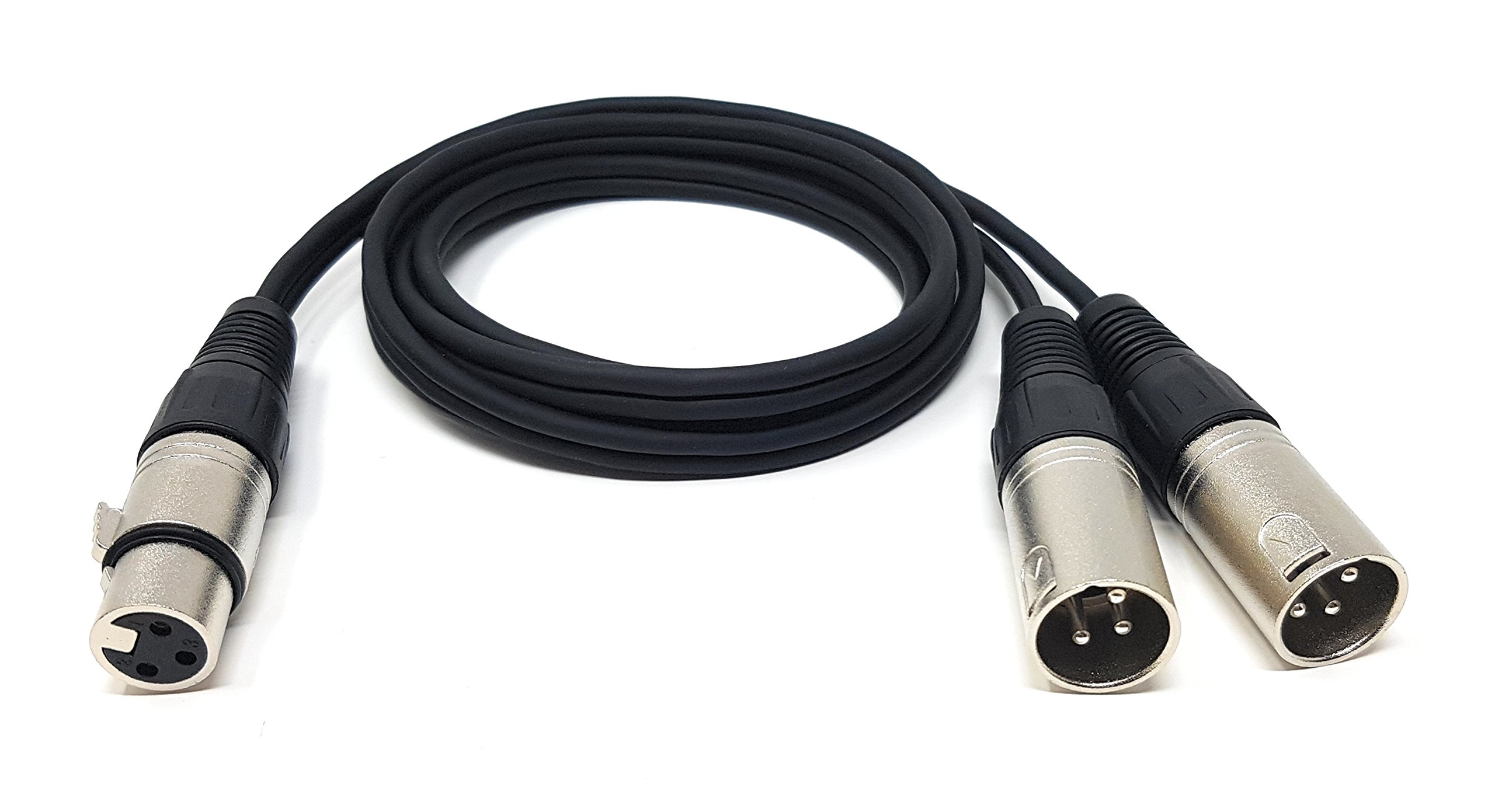 MainCore 1.5m long 3 Pin XLR Female Plug to Twin 2 x XLR 3 Pin Socket Male Balanced Splitter Extender Cable Lead Cord