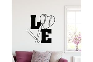 WALLPRESSIONS 24"x24" Softball Love Spelled Out with Ball Heart Shape and Bat Sport Team Game Wall Decal Sticker Art Mural Home Decor