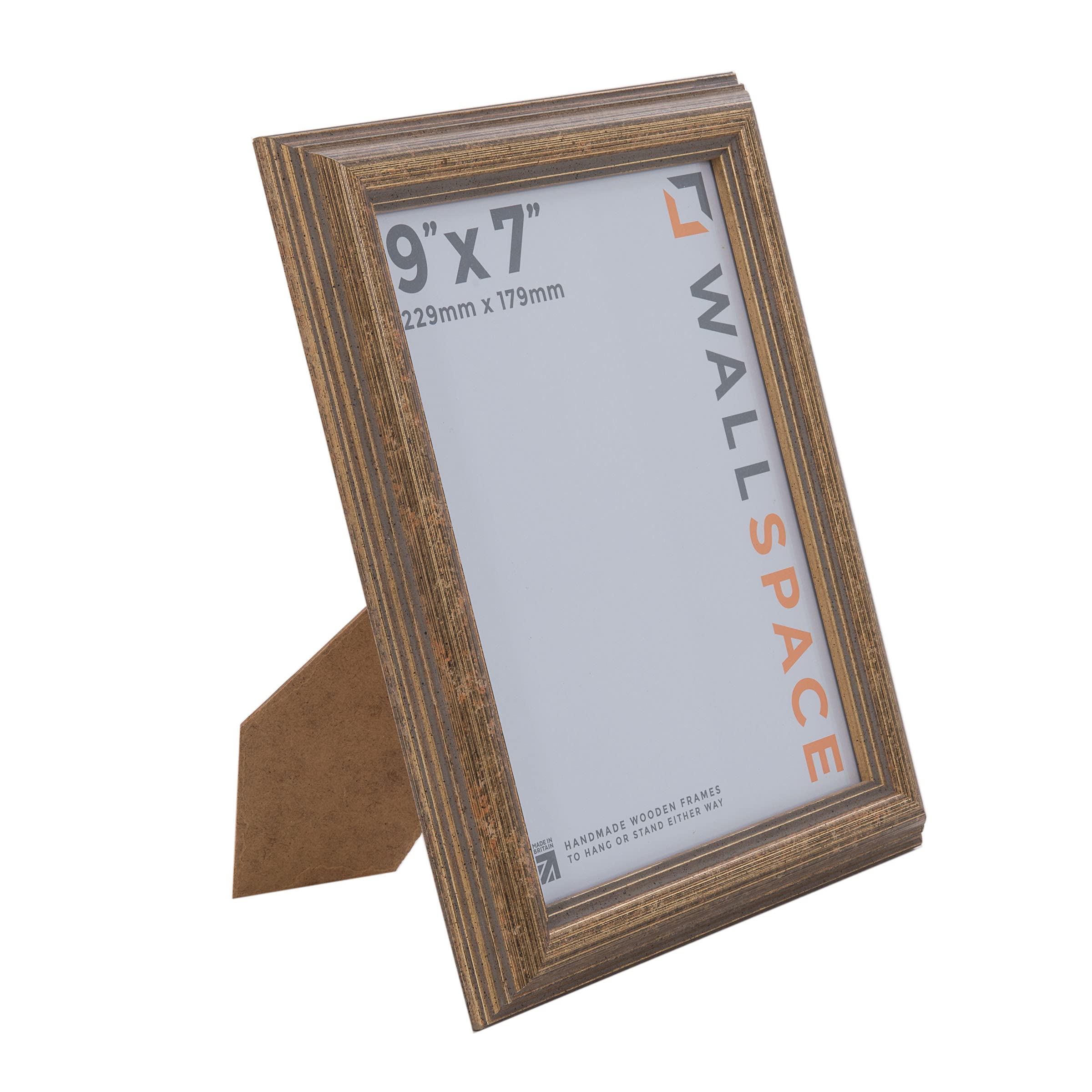 Wall Space Antique 9x7 Gold Picture Frame | Gold 7x9 Photo Frame | 9 x 7 inch | 229x178mm | 22.9x17.8cm | Solid Wood Wooden with Real Glass | Handmade in UK — image 1
