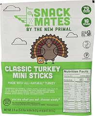 Snack Mates by The New Primal, Turkey Stick, All-Natural Turkey, High Protein and Low Sugar Kids Snack, Certified Paleo, Cert