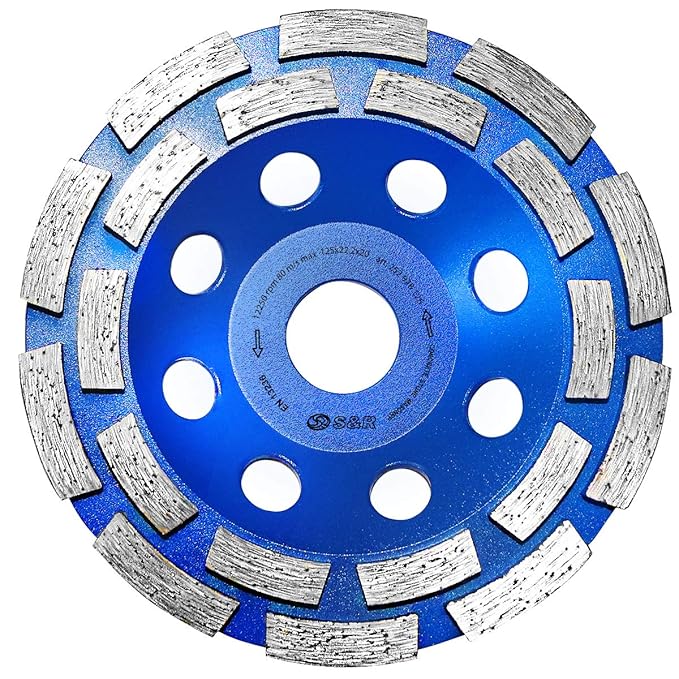 S&R Diamantschleiftopf 125 x 22,23 mm für Beton, Granit, Naturstein, Stein, Mauerwerk, 2-reihig. Profi-Qualität für Winkelsch
