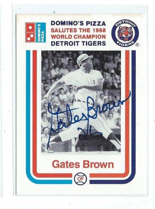 Gates Brown Signed 1988 Domino's Pizza 1968 World Series Detroit Tigers Card MLB Autographed
