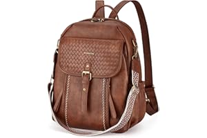 Missnine Leather Backpack Purse for Women, Anti-theft Backpack, Convertible Shoulder Bag with Secured Zippers for Travel Work, Brown