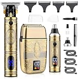 Saoilli Professional Hair Trimmer Hair Clippers for Men, Nose Hair Trimmer Men's Shaver Set,Cordless T-Blade Beard Trimmer Barber Clippers,Electric Foil Shavers Razor for Men Haircutting Kit